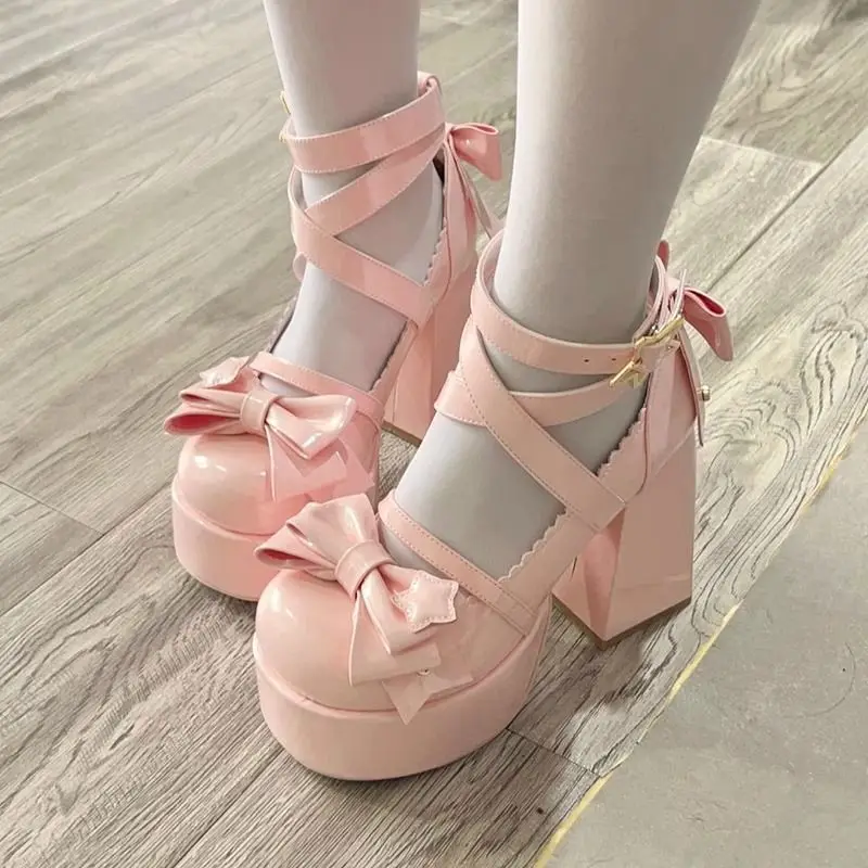 Admiring You Retro Bow Chunky Heels - Image 5