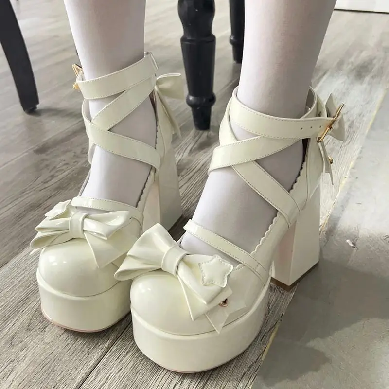 Admiring You Retro Bow Chunky Heels - Image 6
