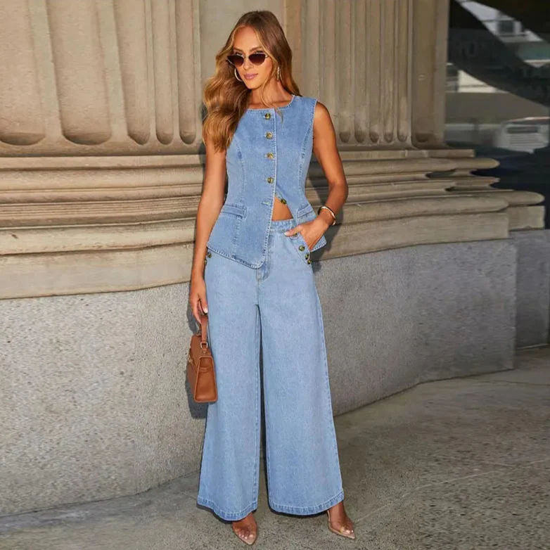 Adryana Denim Waistcoat Set - Image 2