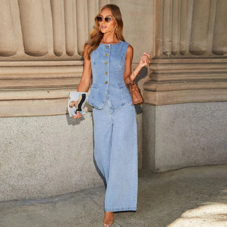 Adryana Denim Waistcoat Set - Image 6
