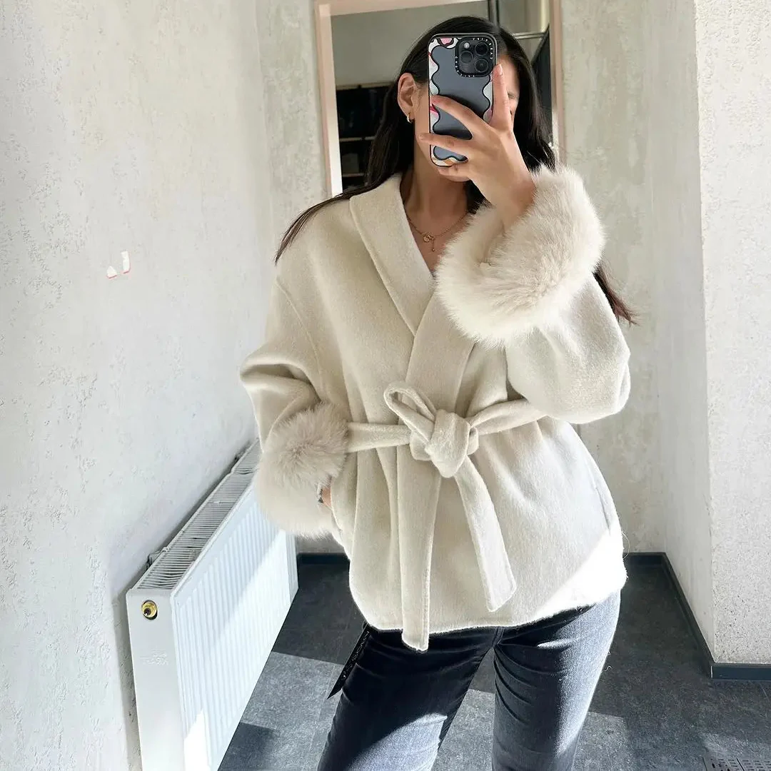 All Fur It Faux Fur Woolen Coat - Image 12