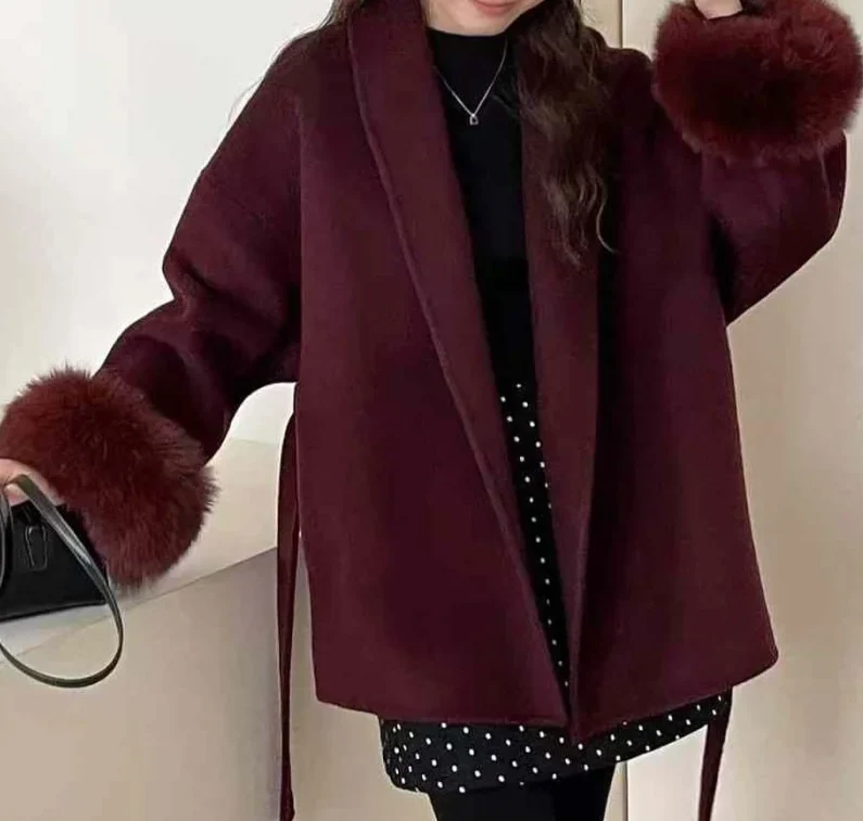 All Fur It Faux Fur Woolen Coat - Image 5