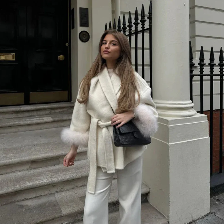 All Fur It Faux Fur Woolen Coat - Image 6