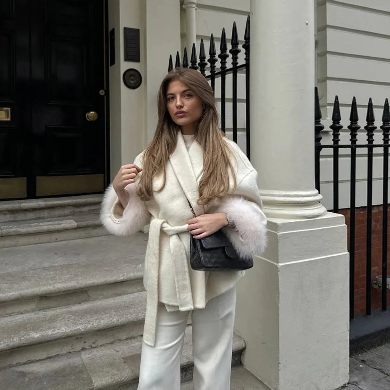 All Fur It Faux Fur Woolen Coat - Image 7