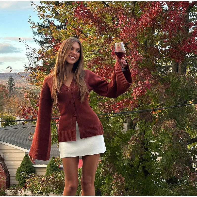 Aneria V Neck Knitted Cardigan - Image 3