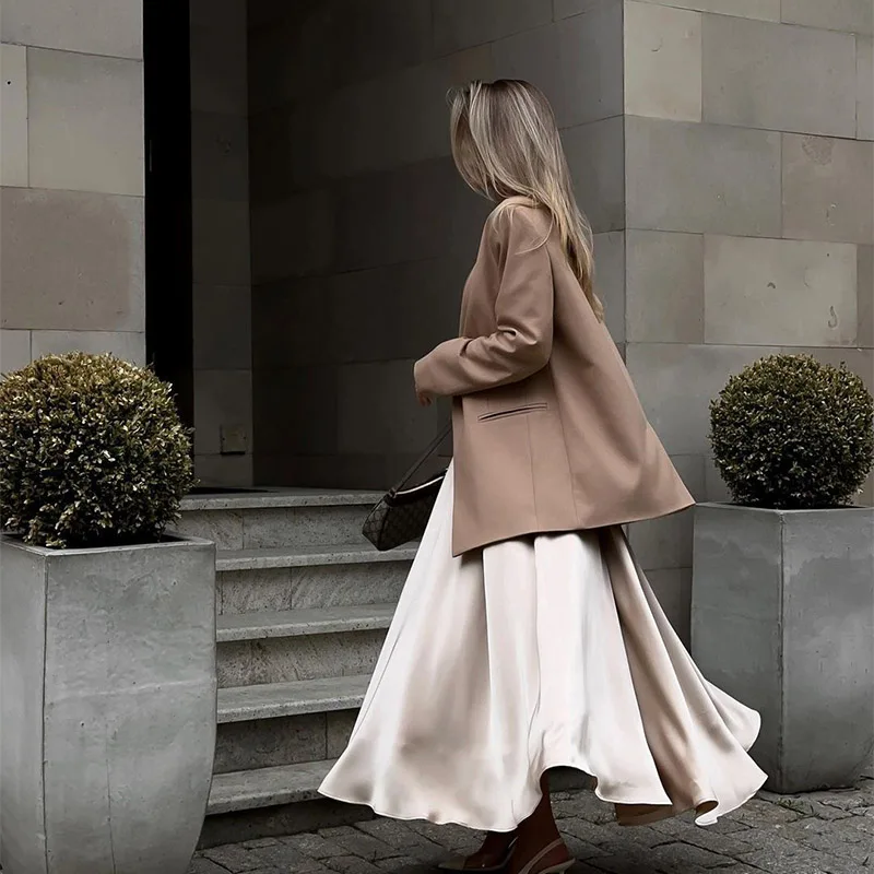 Angie Satin Gathered Maxi Skirt - Image 2