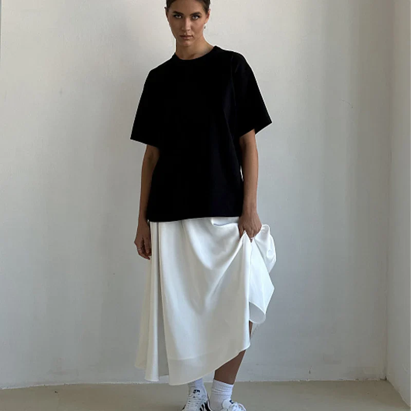 Angie Satin Gathered Maxi Skirt - Image 6
