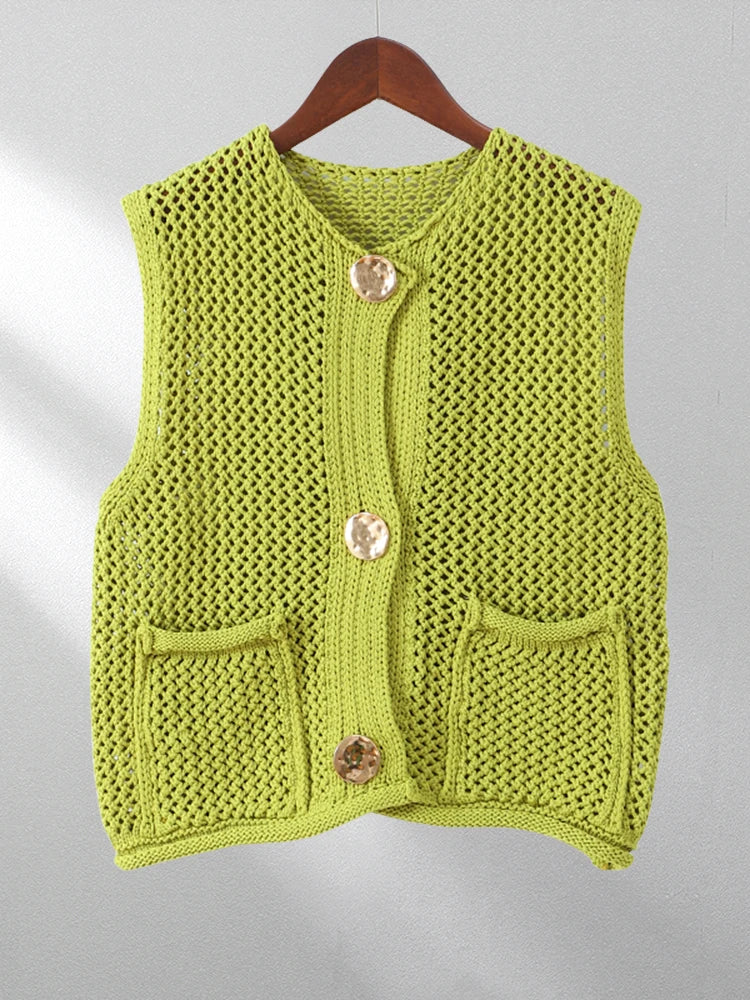 Astera Round Neck Sleeveless Cardigan - Image 11
