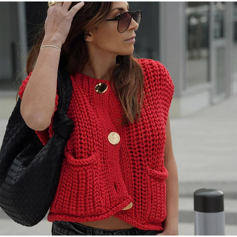 Astera Round Neck Sleeveless Cardigan - Image 19