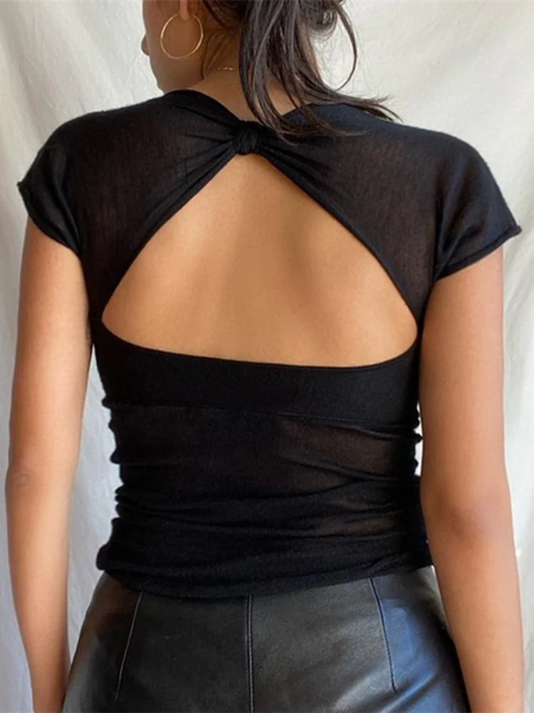 Baesic Backless Mesh Top - Image 2