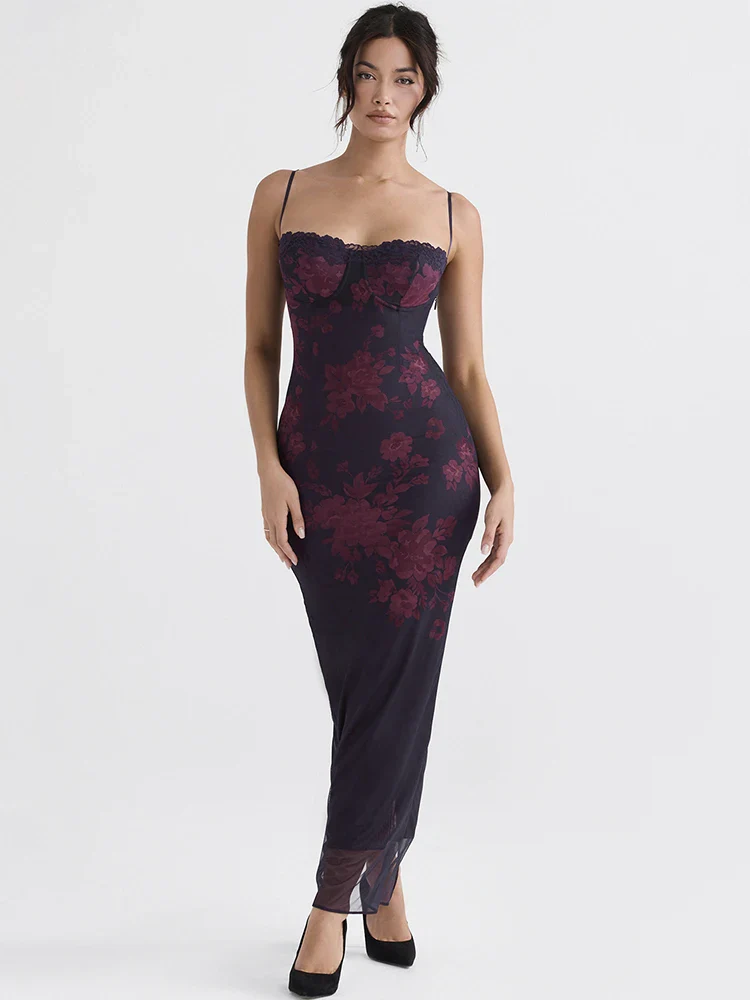 Berry Bouquet Backless Floral Dress - Image 6