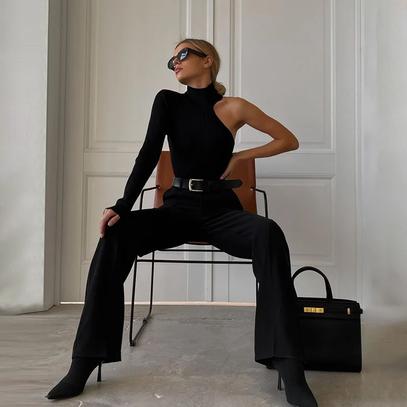 Best Of Body Suit Turtleneck One Shoulder Top - Image 2