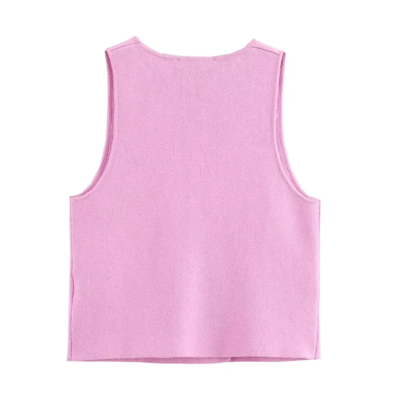 Blooming Pink Knitted Vest Top - Image 2