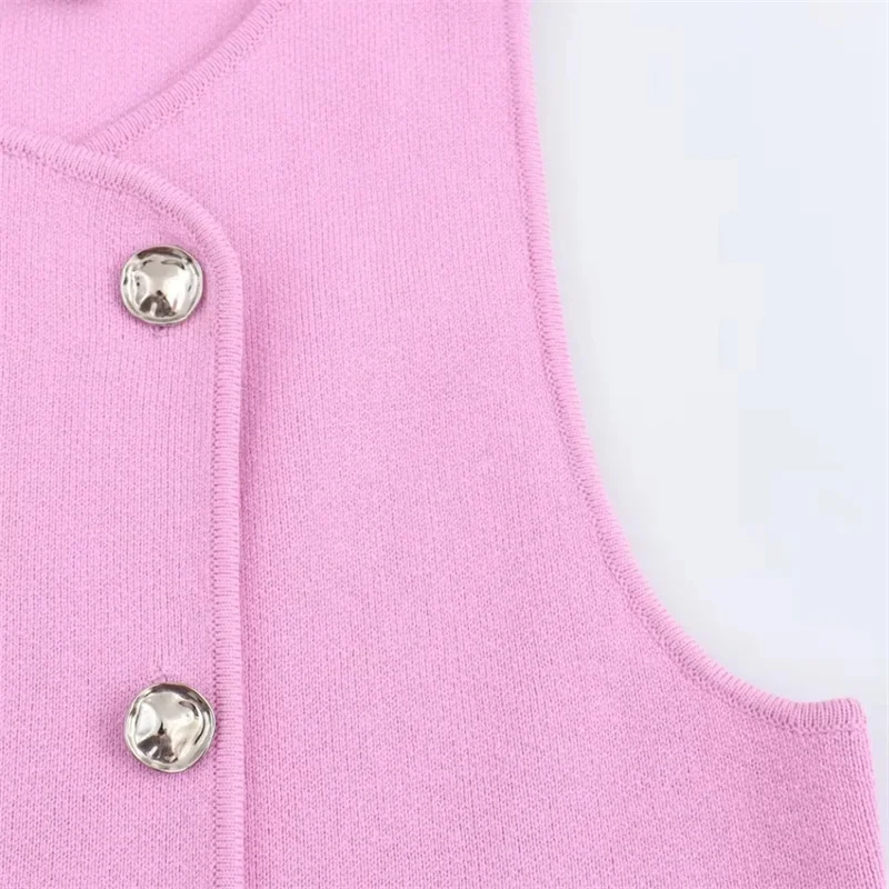 Blooming Pink Knitted Vest Top - Image 3