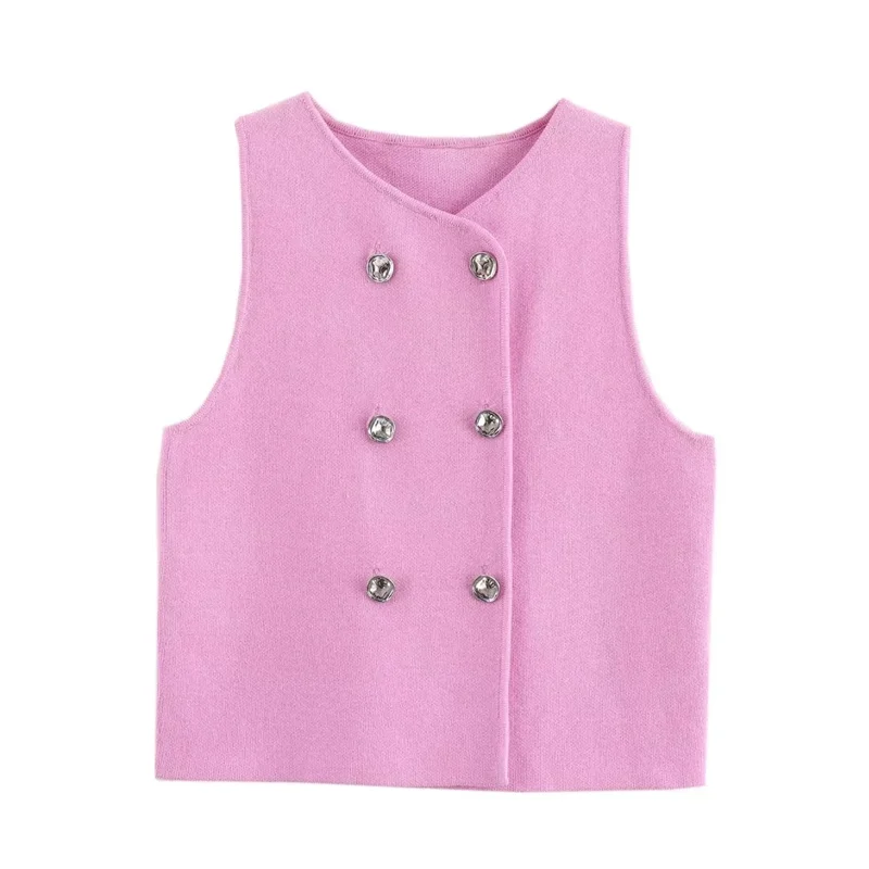 Blooming Pink Knitted Vest Top - Image 6