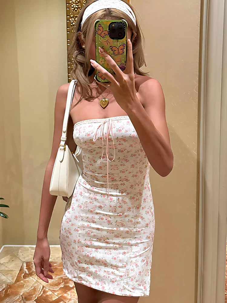 Blossom Bliss Off-Shoulder Mini Lace Up Dress - Image 6