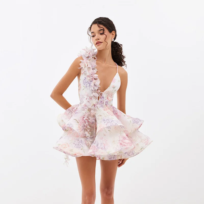 Blossom Floral V Neck Mini Dress - Image 10