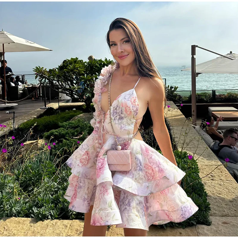 Blossom Floral V Neck Mini Dress - Image 16