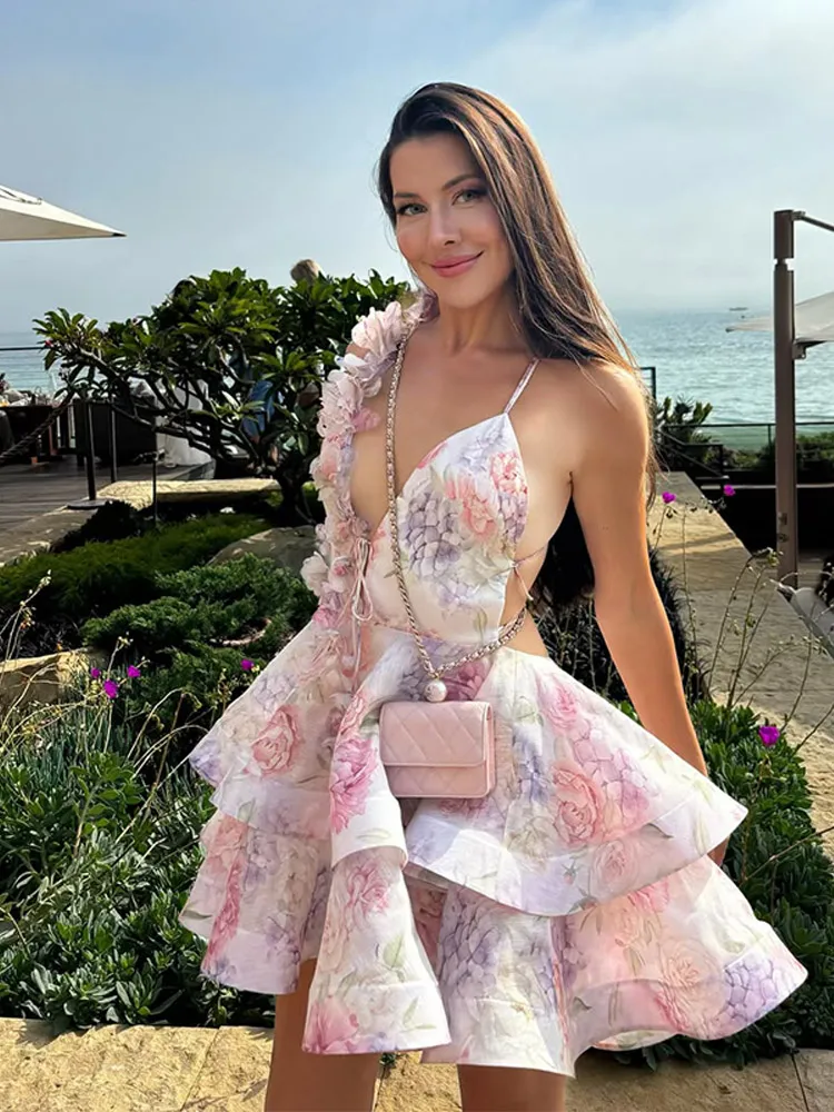 Blossom Floral V Neck Mini Dress - Image 18
