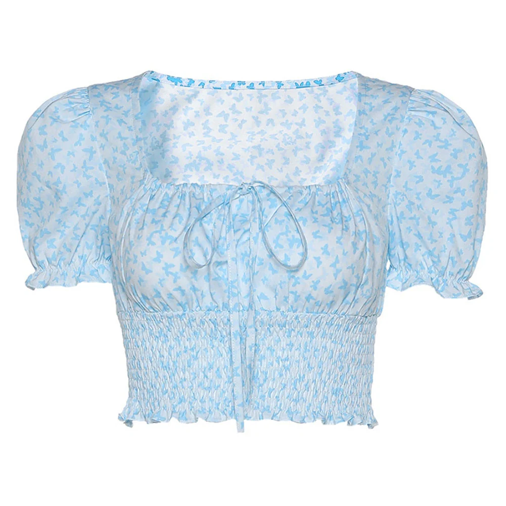 Blue Barry Butterfly Print Crop Top - Image 6