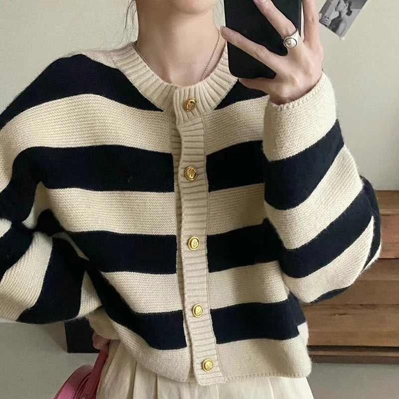 Blythe Stripe Cascade Knitted Cardigan - Image 4