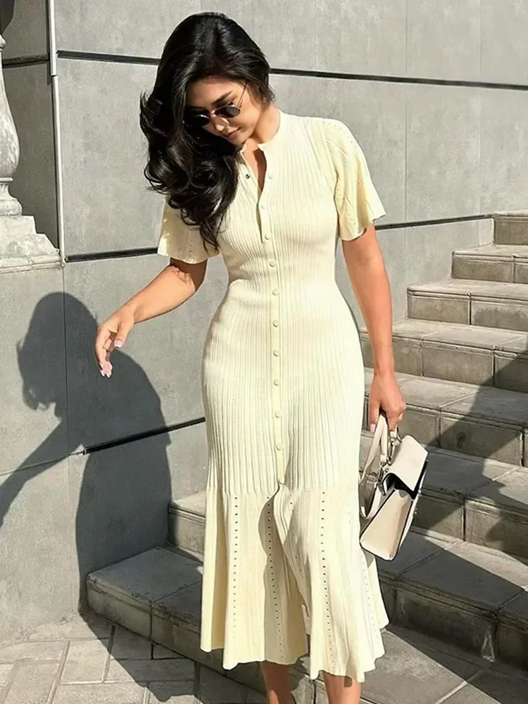 Buttercream Knit Midi Dress - Image 2