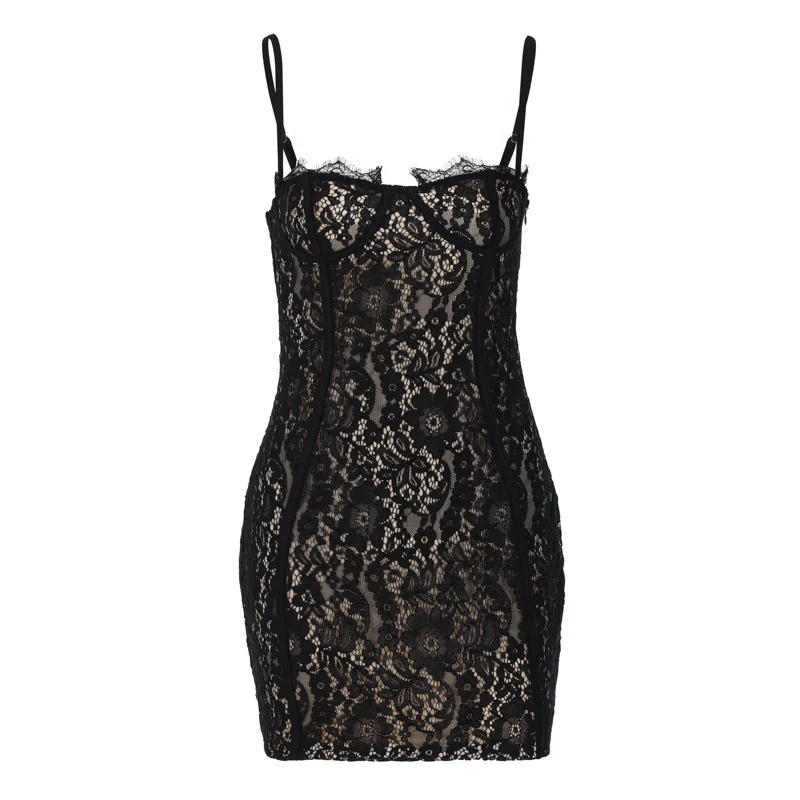 Callie Lace Strap Mini Dress - Image 6