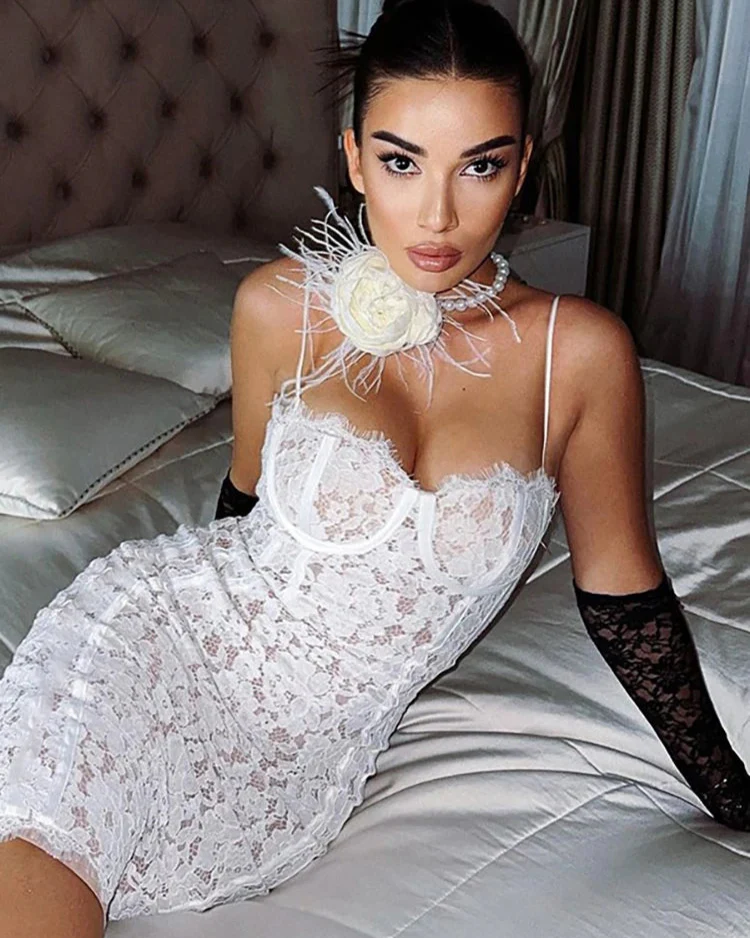 Callie Lace Strap Mini Dress - Image 8