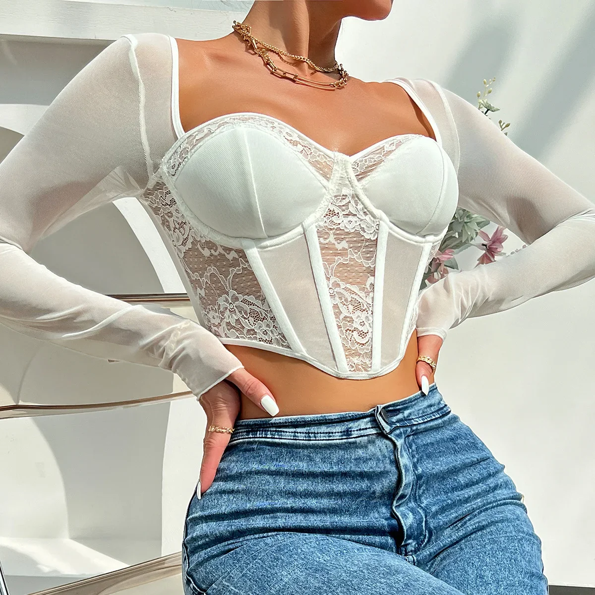 Catching Feelings Lace Corset Top - Image 12