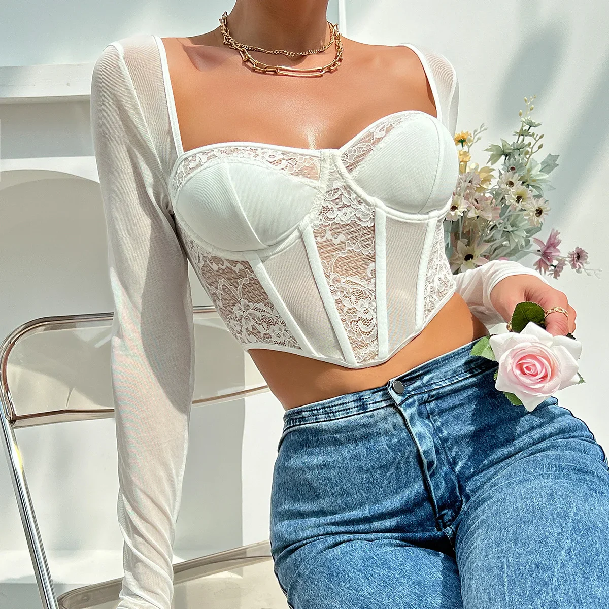 Catching Feelings Lace Corset Top - Image 13