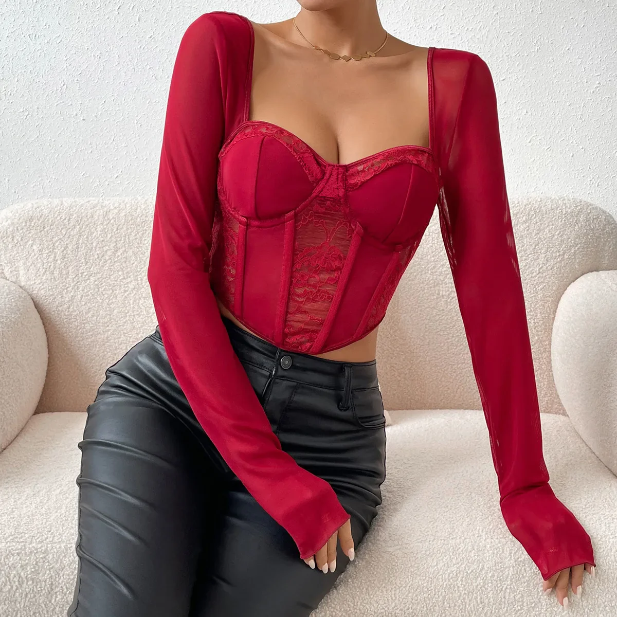 Catching Feelings Lace Corset Top - Image 7