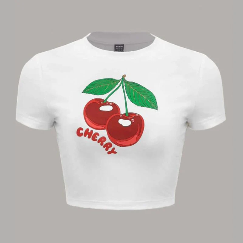 Cherry Graphic Print Crop Top - Image 6