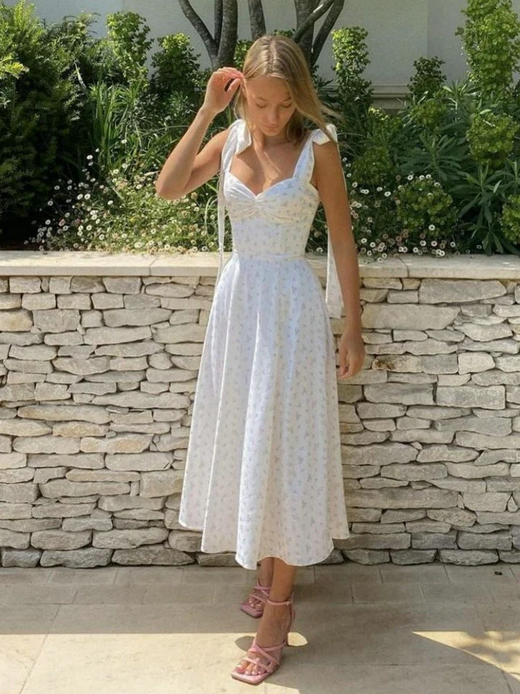 Clarissa Floral Print Knot Straps Dress - Image 4