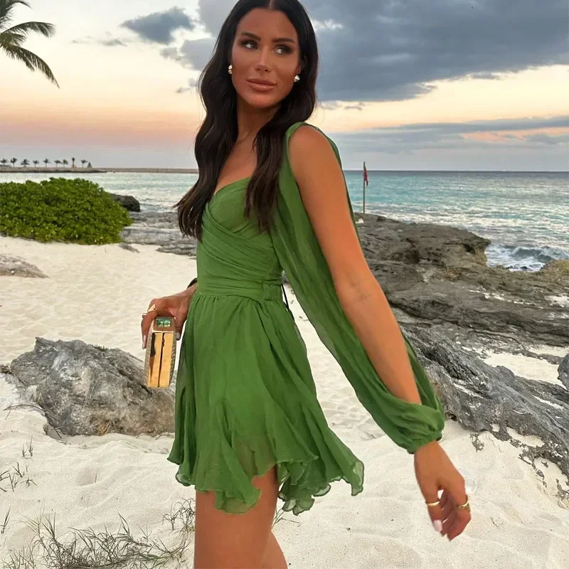Classic Creamsicle V Neck Mini Dress - Image 3