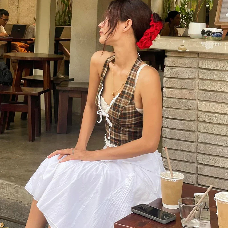 Cleora Plaid Halter Top - Image 2
