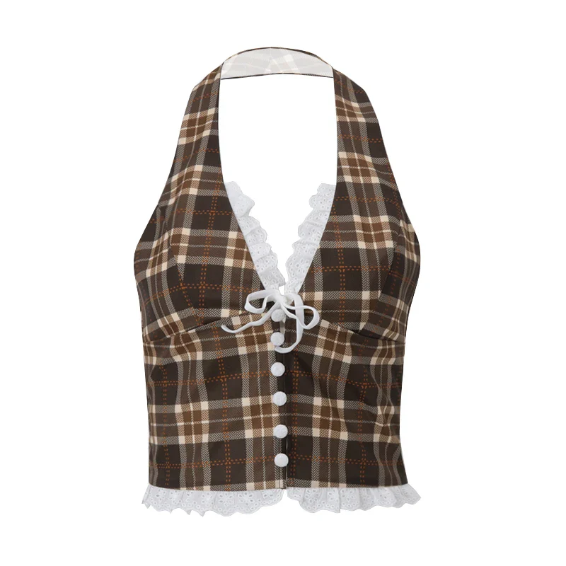 Cleora Plaid Halter Top - Image 7