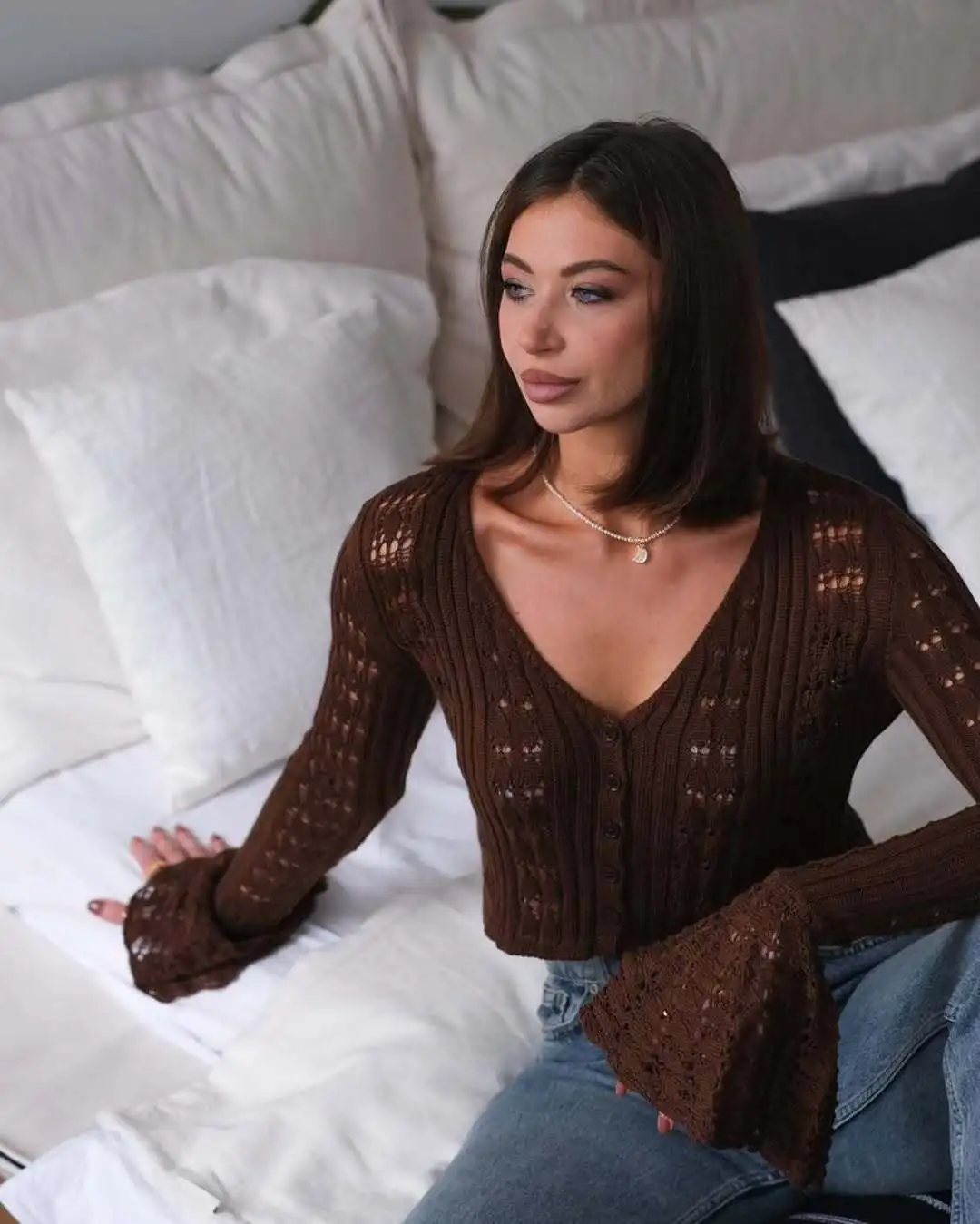 Coasting Through Hollow Out Knitted Cardigan - Image 13