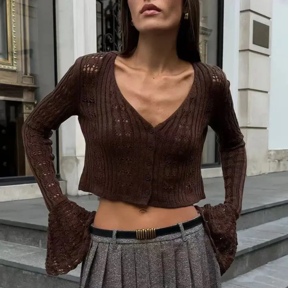 Coasting Through Hollow Out Knitted Cardigan - Image 14