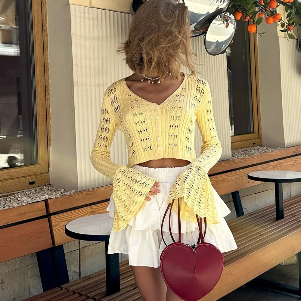 Coasting Through Hollow Out Knitted Cardigan - Image 2