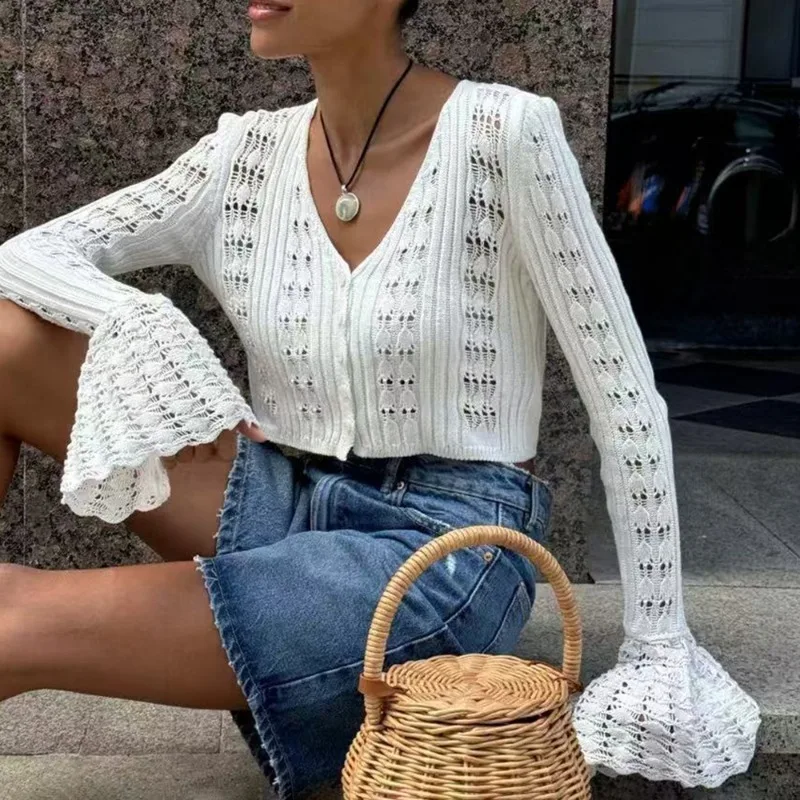 Coasting Through Hollow Out Knitted Cardigan - Image 8