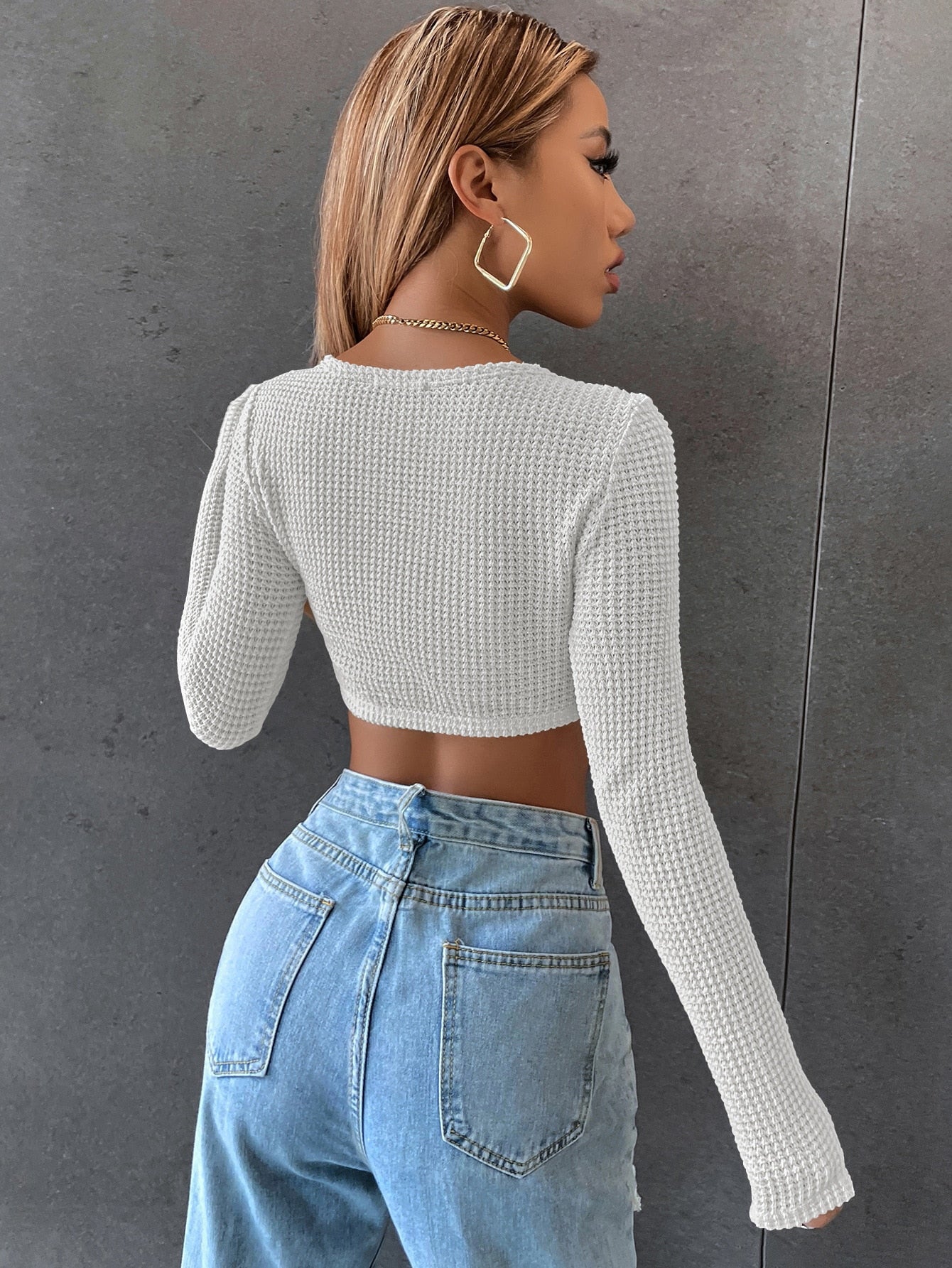 Coralie Waffle Knit Crop Top - Image 5