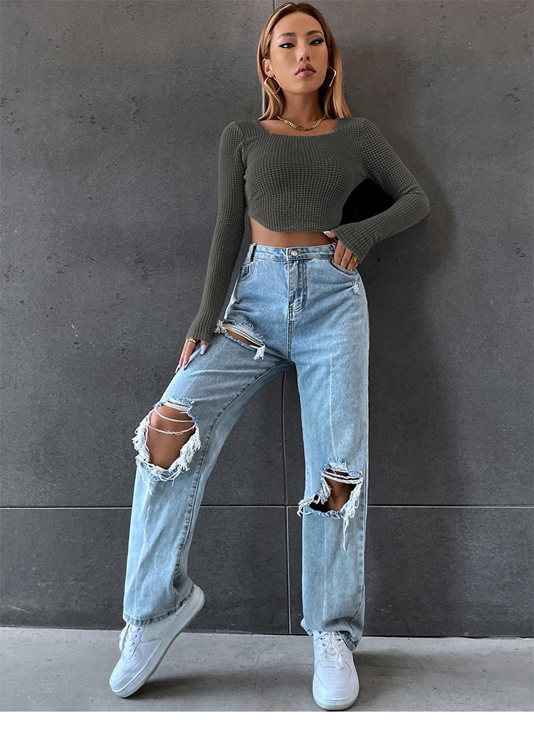 Coralie Waffle Knit Crop Top - Image 7