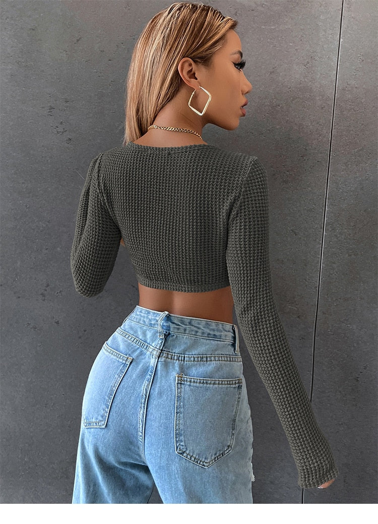 Coralie Waffle Knit Crop Top - Image 8
