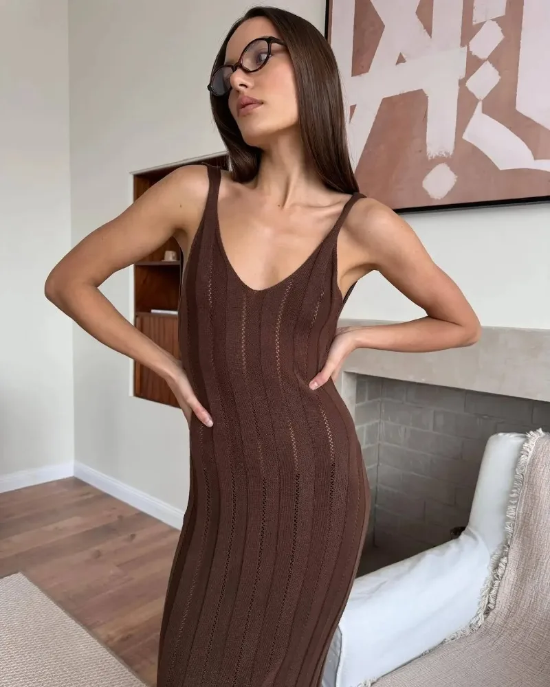 Coronado Backless V Neck Knitted Dress - Image 21