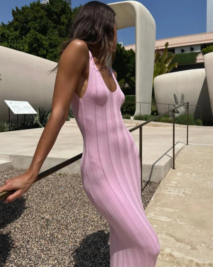 Coronado Backless V Neck Knitted Dress - Image 22