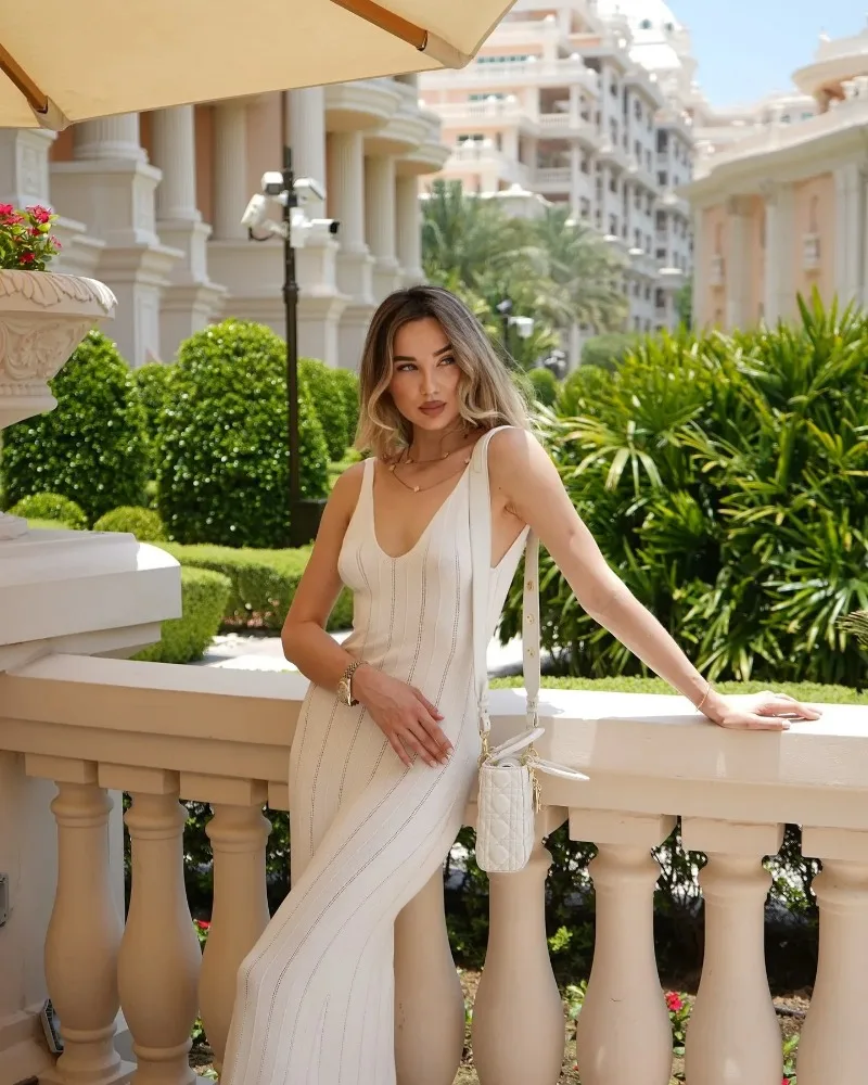 Coronado Backless V Neck Knitted Dress - Image 5