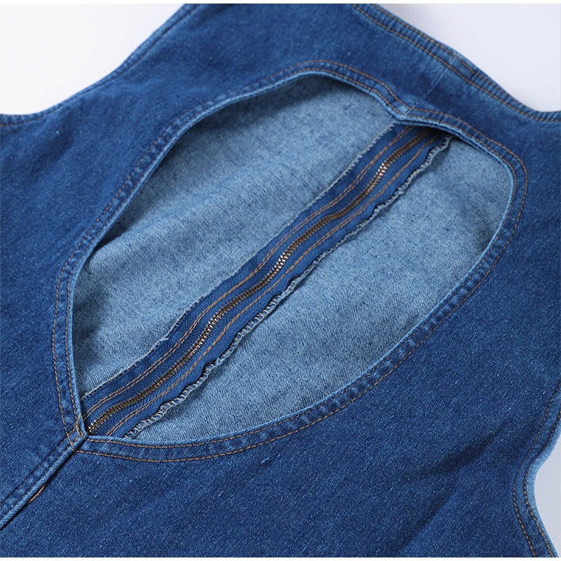 Day Dreaming Denim Heart Backless Jumpsuit - Image 11