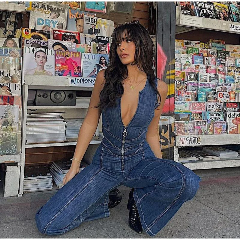 Day Dreaming Denim Heart Backless Jumpsuit - Image 5