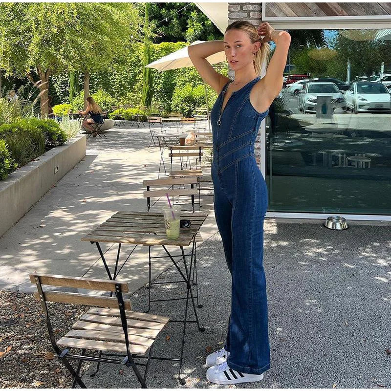 Day Dreaming Denim Heart Backless Jumpsuit - Image 7