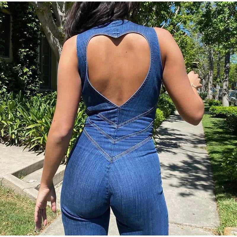 Day Dreaming Denim Heart Backless Jumpsuit - Image 9